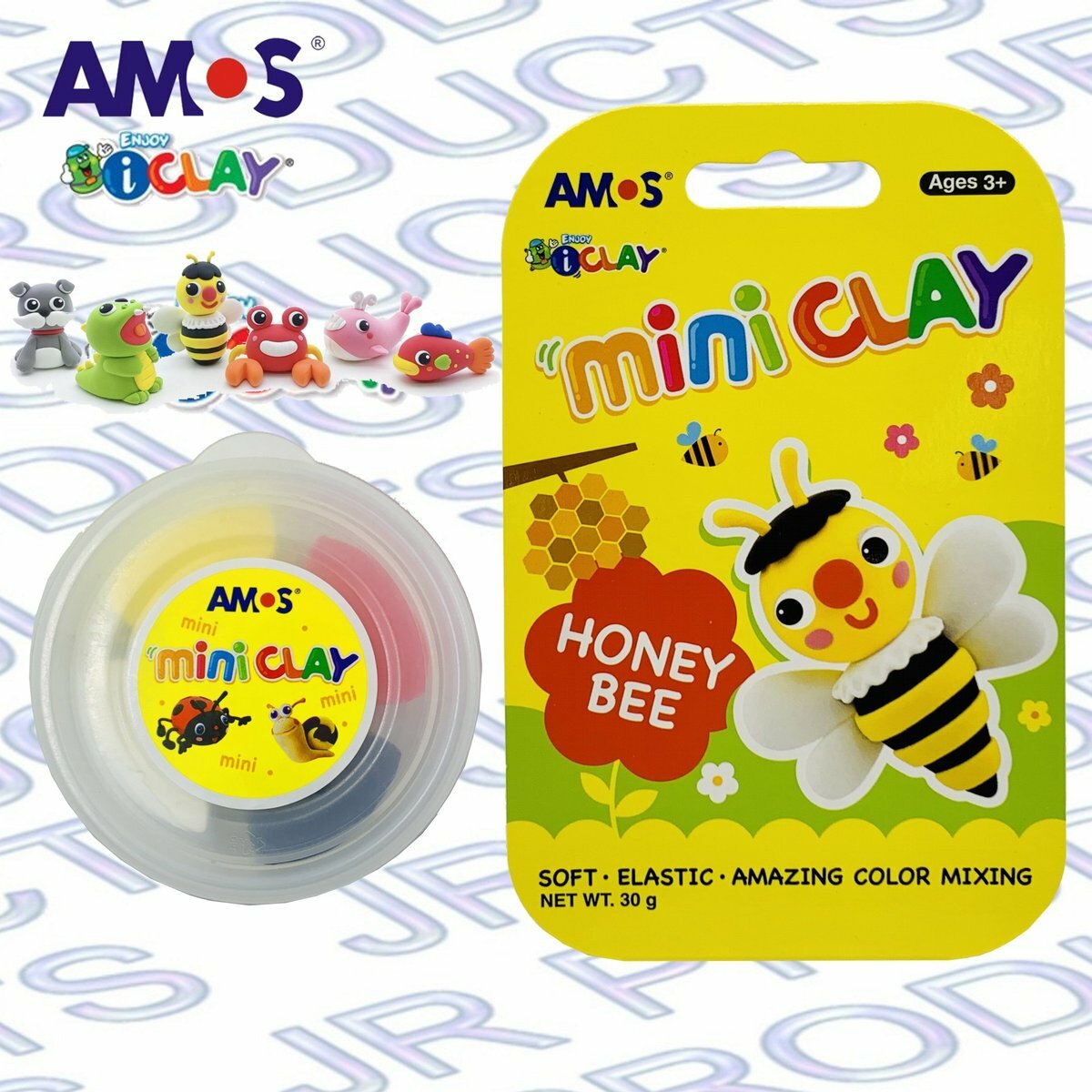 AMOS - 韓國 AMOS iCLAY® 30克 迷你裝輕黏土, 小蜜蜂 #IC30-H《香港行貨》- 1包