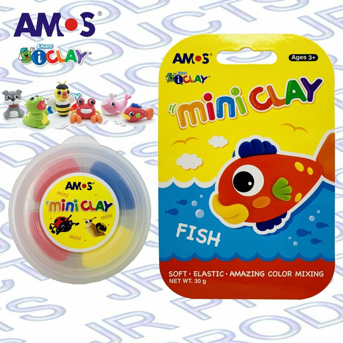 AMOS - 韓國 AMOS iCLAY® 30克 迷你裝輕黏土, 小魚兒 #IC30-F《香港行貨》- 1包