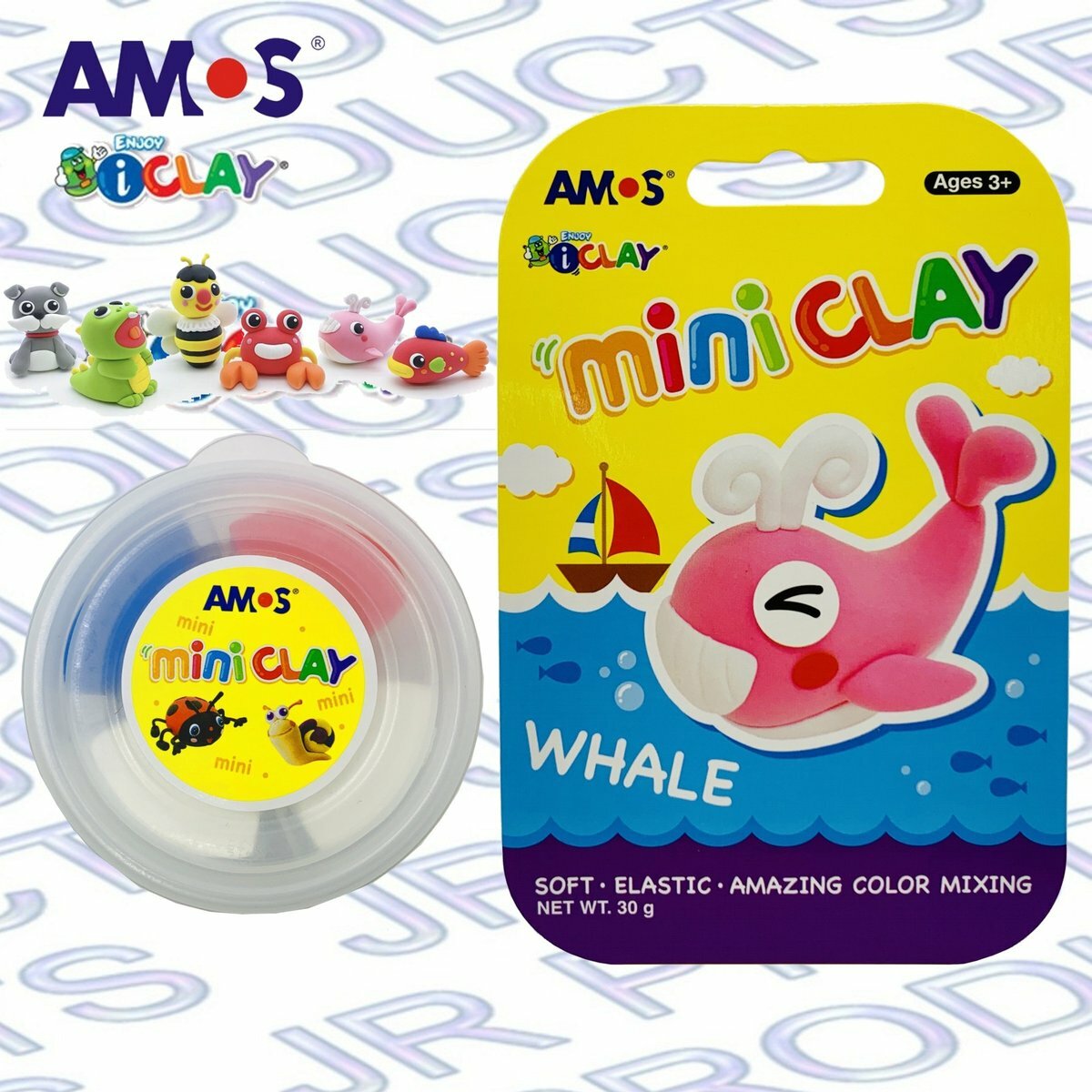 AMOS - 韓國 AMOS iCLAY® 30克 迷你裝輕黏土, 小鯨魚 #IC30-W《香港行貨》- 1包