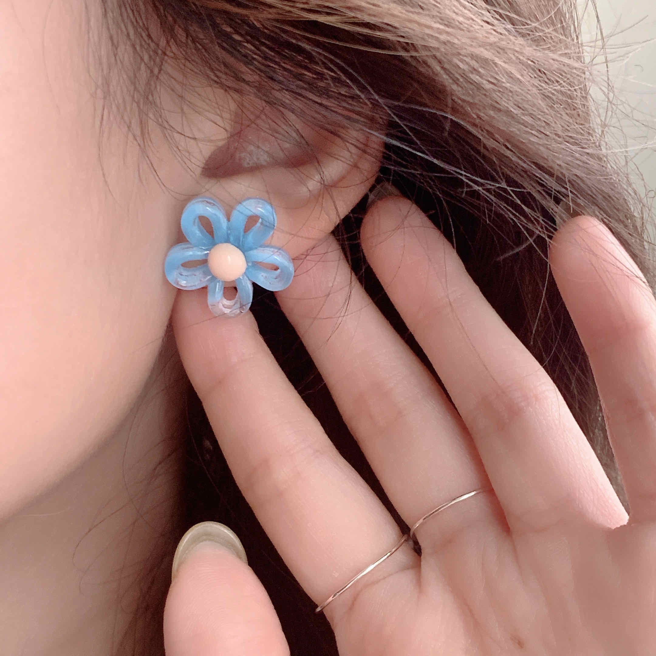 🇰🇷夏日繽紛配色花花耳環｜6 color