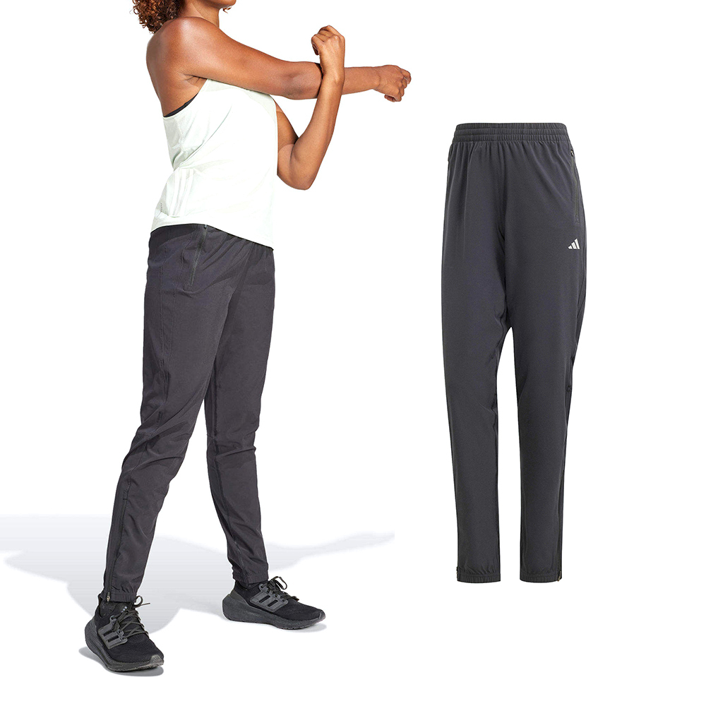 Adidas Run IT TKO Pant 女款 黑色 吸濕 排汗 拉鍊 口袋 中腰 運動 慢跑 長褲 IQ0918