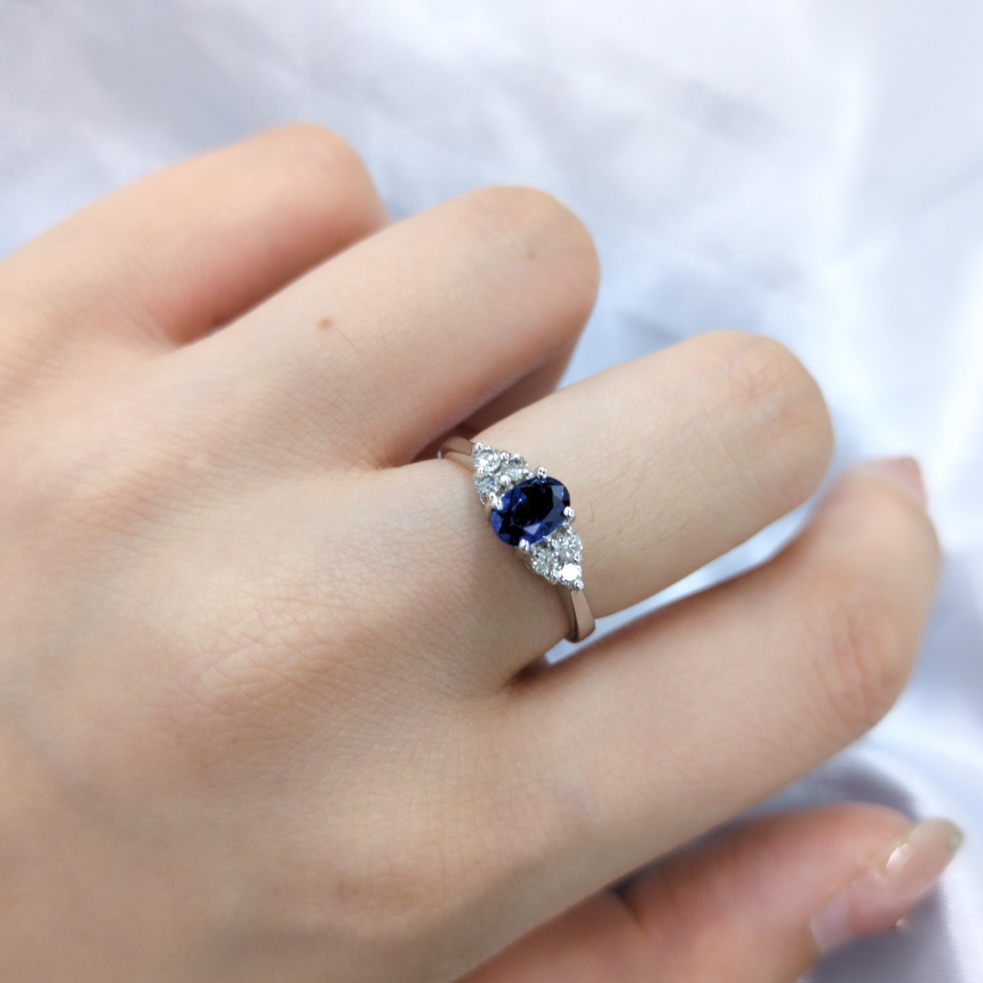 18K White Gold 0.60ct Sapphire and Diamond Ring