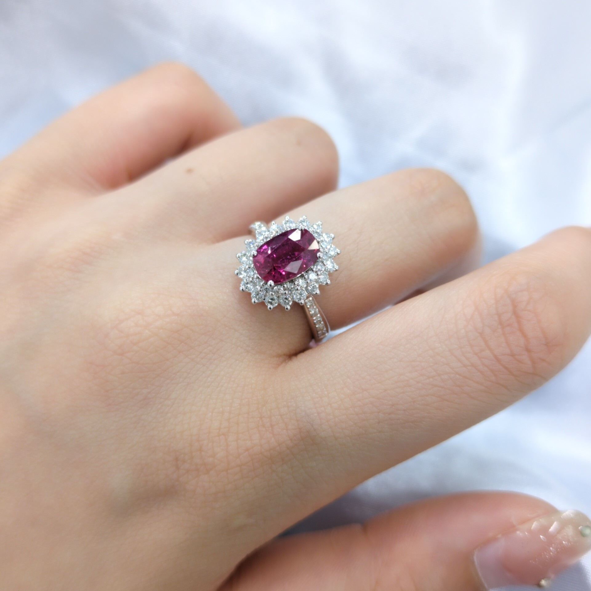 18K White Gold 1.68ct Ruby and Diamond Ring
