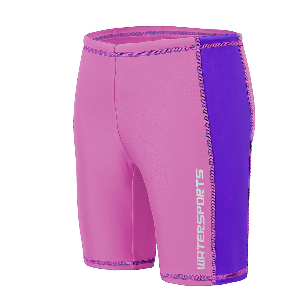兒童拼色游泳防曬短褲 - 粉紅/紫