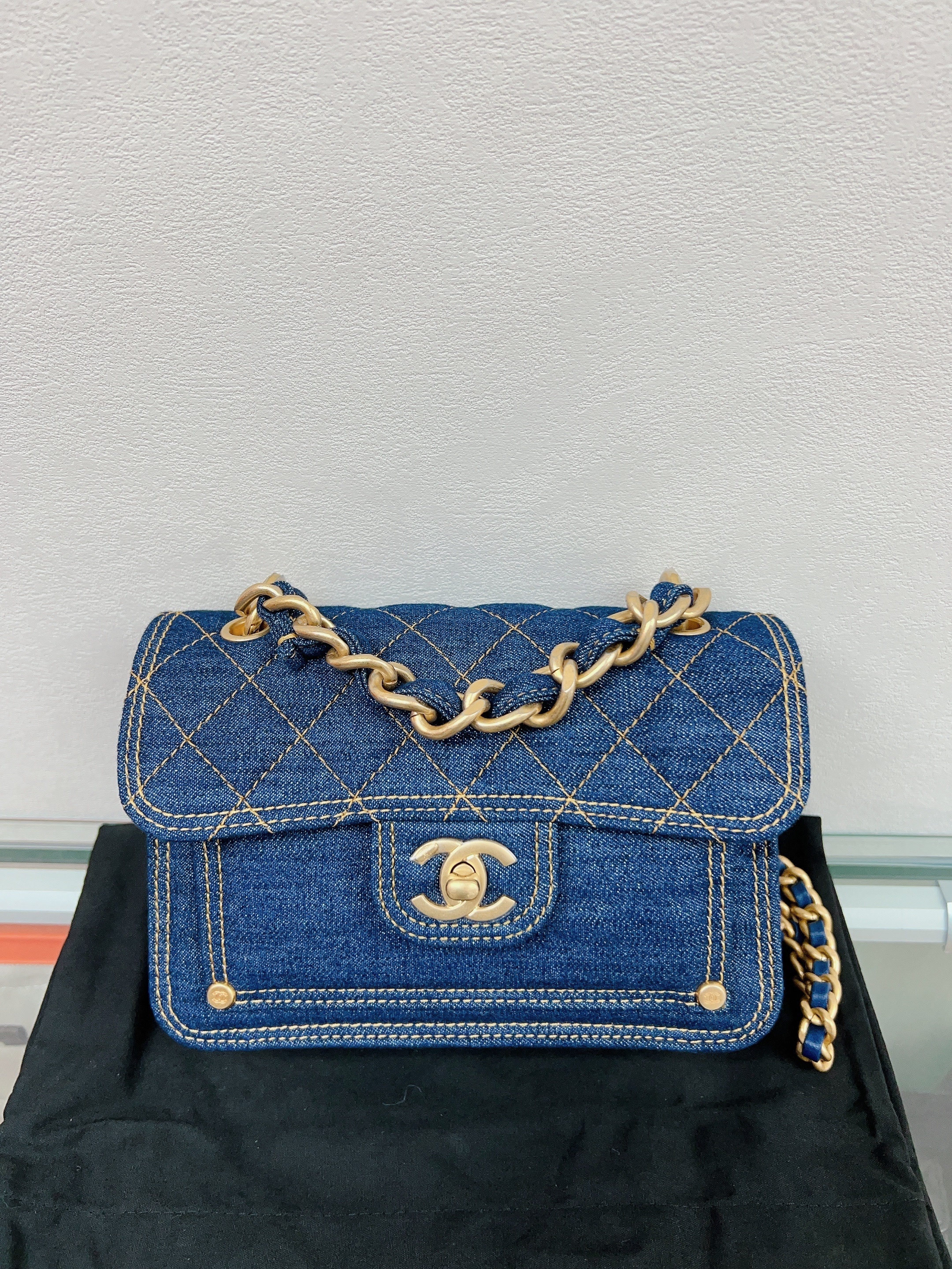 *Unused* Chanel mini flap bag denim 23A