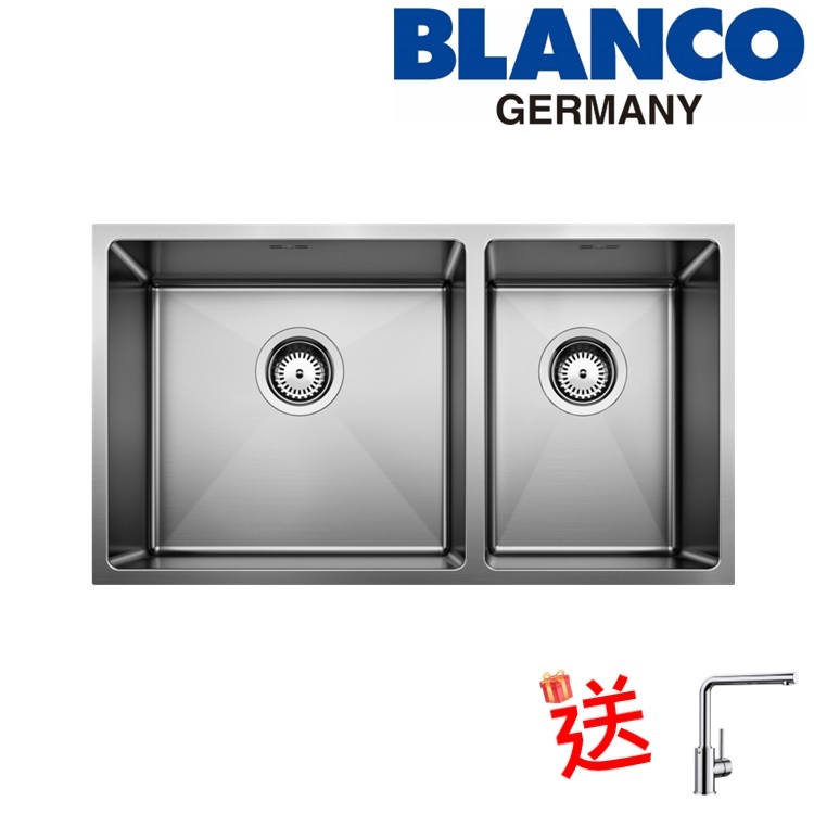 Blanco "Quatrus R15 435/285-U" 235647 Stainless Steel kitchen sink with 236264 Waste Kit (Main Bowl Left)