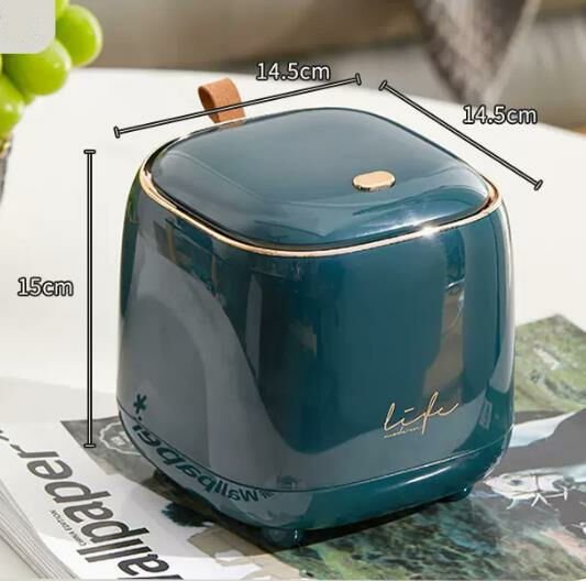 Hot style (light luxury green + 6 garbage bags) desktop trash can #