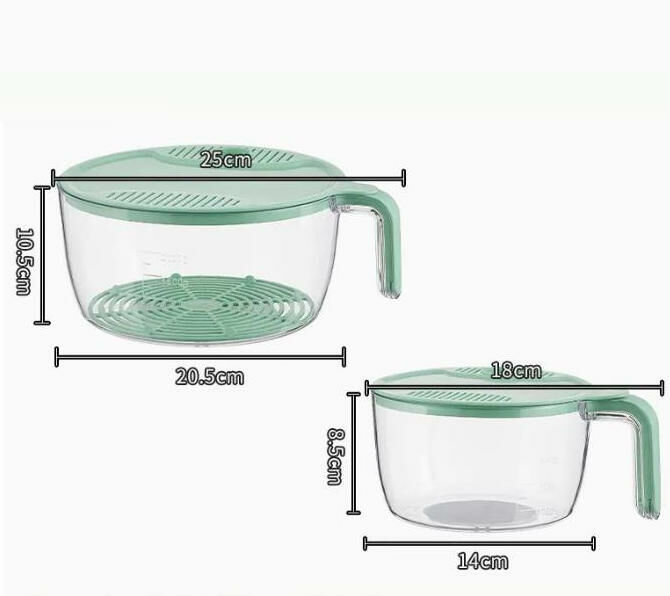 Hot style (large + small size light green (suitable for families with more than 10 people)) Draining Basket Rice Washing Basket #
