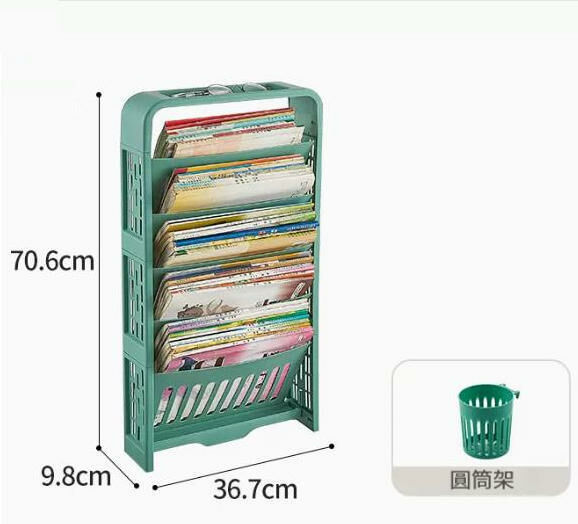 Popular style (green [with pen holder]) bookshelf storage rack #