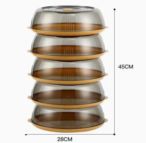 Popular style (five layers and five lids - yellow [insulation type]) insulated vegetable cover, vegetable box, dust cover #
