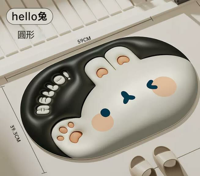 Hot push (hello rabbit (round) 39.3x59cm) floor mat anti-slip mat #