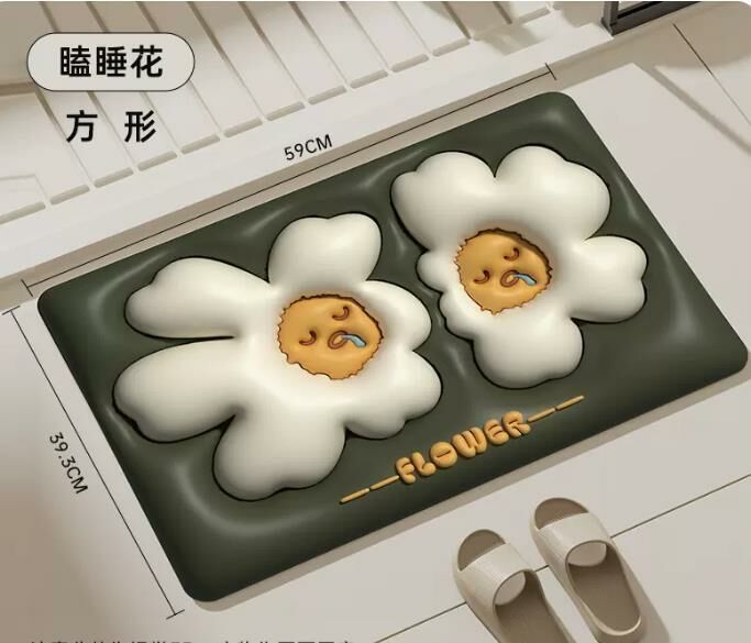 Hot push (Sleepy flower (square) 39.3x59cm) floor mat anti-slip mat #