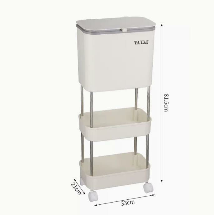 Hot push (white three-layer 20L) trash can storage rack #