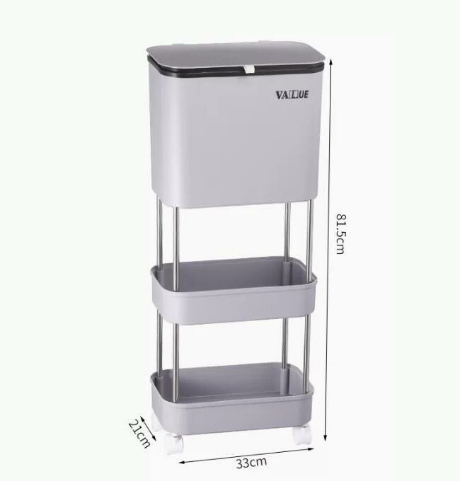 Hot push (grey three-layer 20L) trash can storage rack #