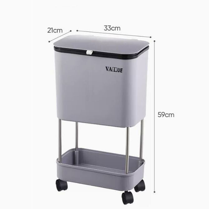 Hot push (grey two-layer 20L) trash can storage rack #
