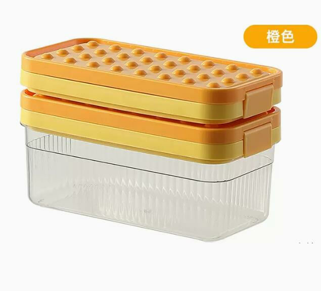 新款（橙色雙層-軟底）冰塊模具 冰盒 