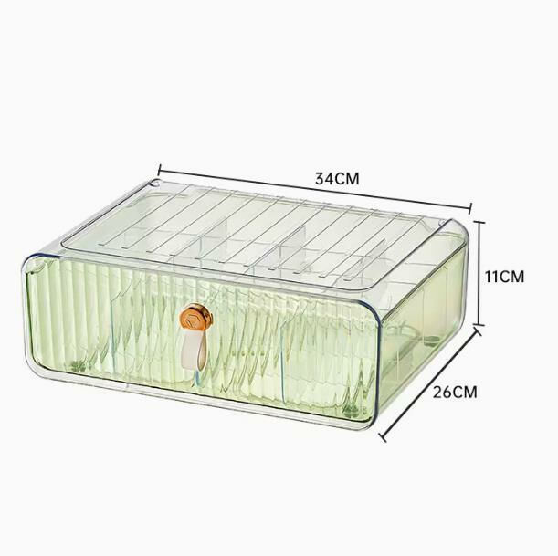 New style (transparent green-16 grids) drawer storage box