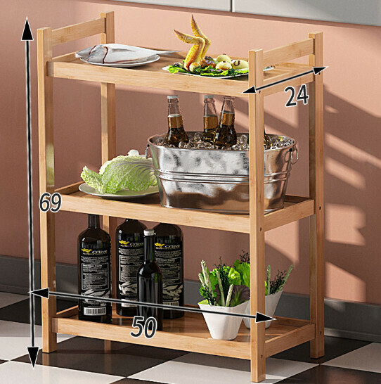Hot recommended kitchen storage rack vegetable rack solid wood storage rack three-layer rack (three layers long 50)