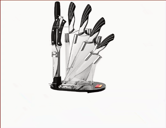 Hot recommended kitchen household knife set (seven-piece set) (slicing knife, multi-purpose knife, fruit knife, sharpening stick, bone chopper, chicken bone scissors, knife holder)
