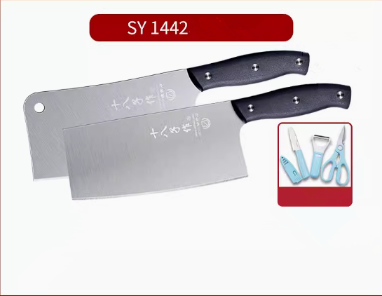 熱推不銹鋼SY1442雅致雙刀（砍骨刀、切片刀）（規格：30.5*17.6*8.8CM；31.4*18.4*8CM）