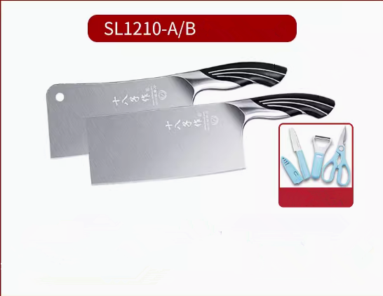 熱推不銹鋼SL1210-A/B雀開屏雙刀（砍骨刀、切片刀）（規格：29*17.7*9.2CM；29.6*18.5*8.7CM）