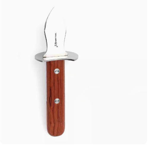 Hot push stainless steel oyster knife (brown pear handle oyster knife) (specification: 17*5.5*1.6CM)
