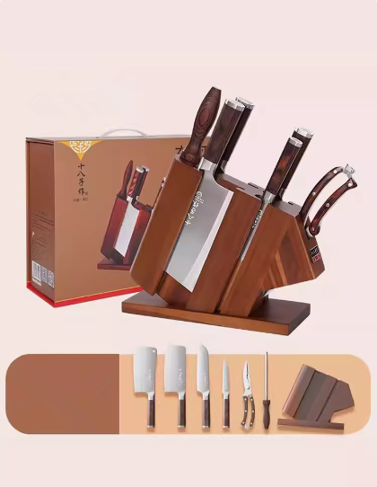 Hot recommended seven-piece kitchen knife set (brown) (boning knife, slicing knife, multi-purpose knife, fruit knife, sharpening stick, kitchen shears, knife holder)