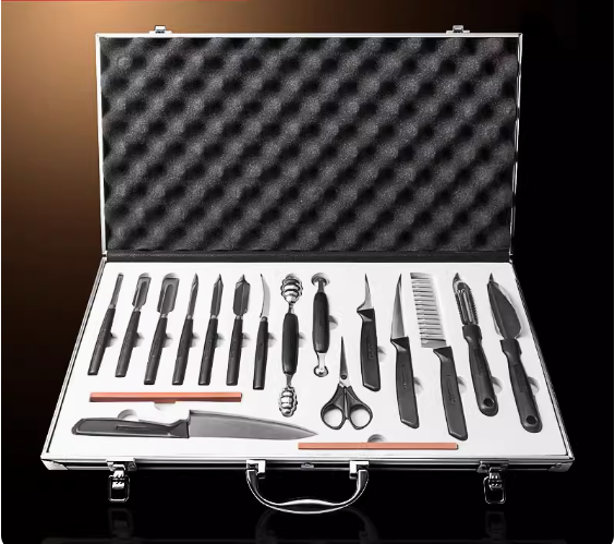 Hot push aluminum alloy box engraving knife 18-piece set (black) (specification: 25.6*18CM)