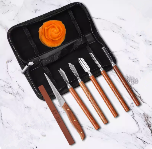 Hot push eight-piece carving knife set (V-shaped stamping knife, double V-shaped stamping knife, small U-shaped stamping knife, square stamping knife, large U-shaped stamping knife, engraving main knife, leather bag, knife sharpener)