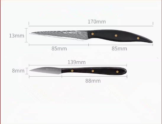 Hotly recommended Damascus steel carving knife double knife combination set (chef carving knife + Wuming small steel knife) (Specifications: 17*8.5*1.3CM; 13.9*5.1*0.8CM)