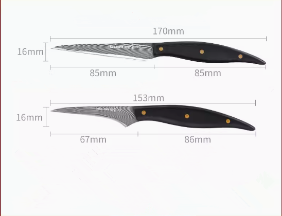 Hotly recommended Damascus steel carving knife double knife combination set (chef carving knife + crescent carving knife) (specifications: 17*8.5*1.3CM; 15.3*6.7*1.6CM)