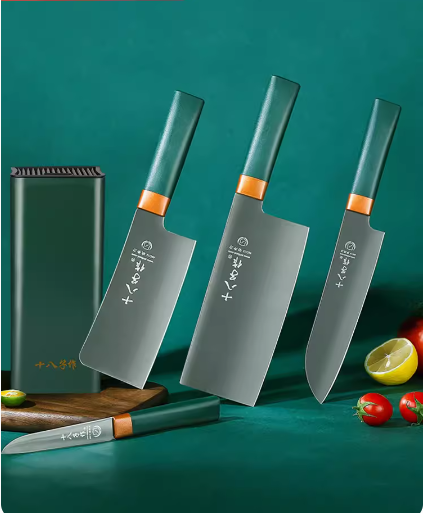 Hot recommended stainless steel knife combination set (Ruyi five-piece set) (slicing knife, small bone chopping knife, multi-purpose knife, fruit knife, knife holder)