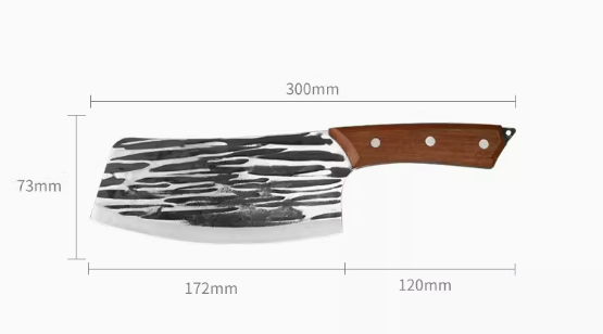 熱推尖頭鍛打錘紋切片刀（淺灰色）（規格：30*17.2*7.3CM）