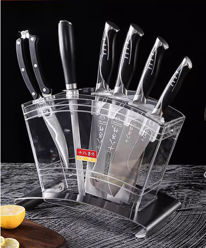 Hotly recommended kitchen household knife combination set (V Gold Full House seven-piece set) (boning knife, slicing knife, fruit knife, multi-purpose knife, sharpening stick, kitchen shears, acrylic knife holder)