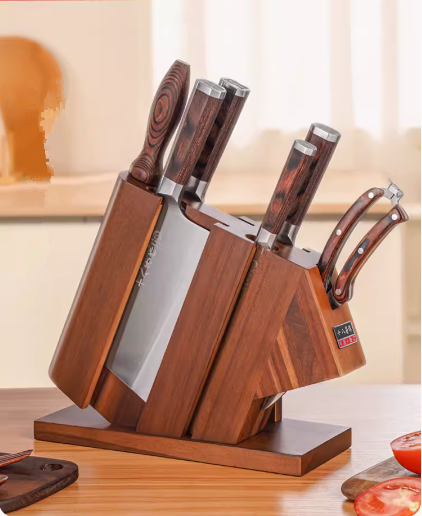 Hotly recommended seven-piece kitchen knife set (Xuanbian*three-component steel seven-piece set) (bone cleaver, slicing knife, multi-purpose knife, fruit knife, sharpening stick, kitchen shears, knife holder)