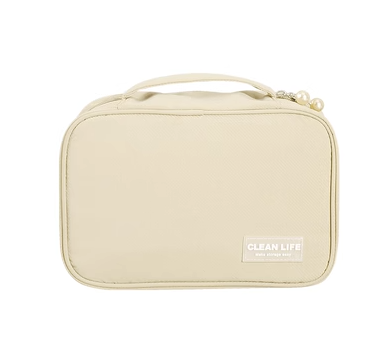 Hot selling toiletry bag waterproof portable cosmetic bag (beige)