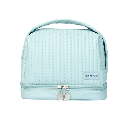 Hot Selling Cosmetic Bag Double Layer Wet and Dry Separation Toiletries Bag (Light Blue)