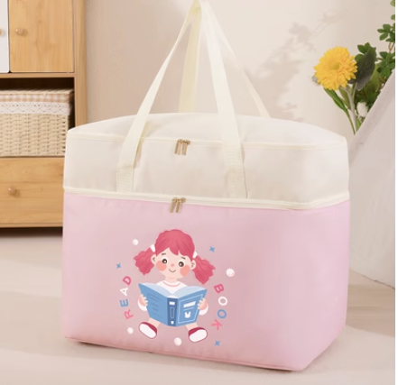 Hot selling quilt storage bag (pink-girl reading) (small size: 49*25*40cm)