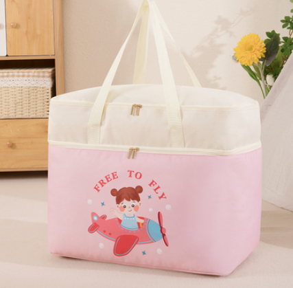 Hot selling quilt storage bag (pink--girls flying) (large size: 58*30*48cm)