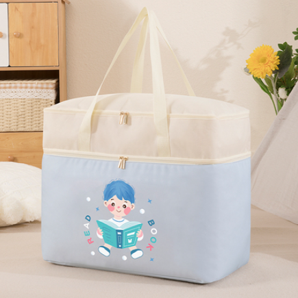 Hot selling quilt storage bag (blue--boy reading) (large size: 58*30*48cm)