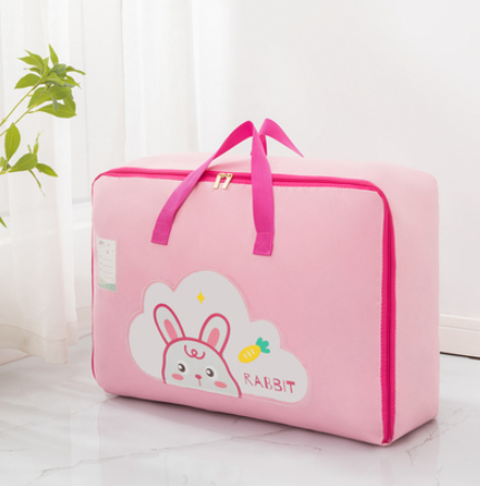 Hot selling kindergarten children's quilt storage bag (visible - pink cloud rabbit) (medium size: 45*18*39cm)