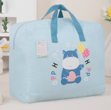 Hot selling kindergarten children's quilt storage bag (blue hippopotamus) (large size: 50*23*40cm)