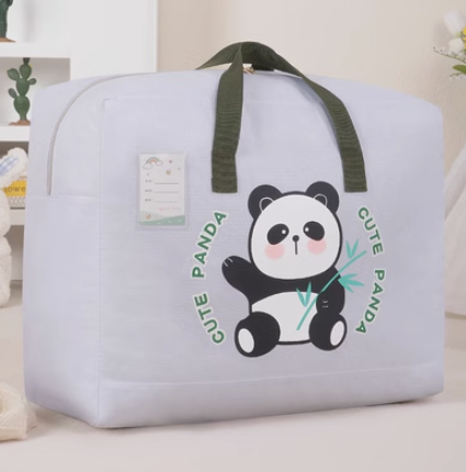 Hot selling kindergarten children's quilt storage bag (grey red panda) (large size: 50*23*40cm)