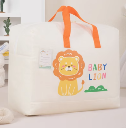 Hot selling kindergarten children's quilt storage bag (beige little lion) (extra large size: 58*27*47cm)