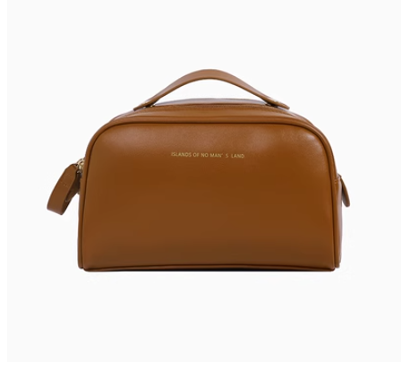 Hot selling double zipper large opening cosmetics storage bag (sugar brown)