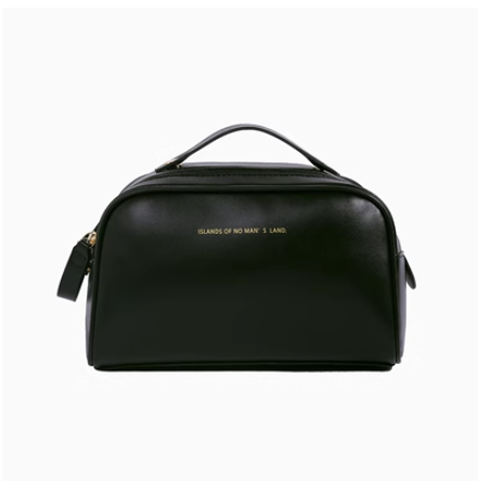 Hot selling double zipper large opening cosmetics storage bag (mysterious black)