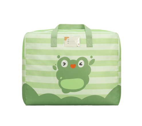 Hot selling cartoon kindergarten children's quilt storage bag (grass green) (large size: 56*46*26cm)