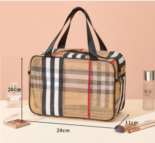 Hot selling toiletry bag cosmetics storage bag (mesh plaid large size (two-hand))