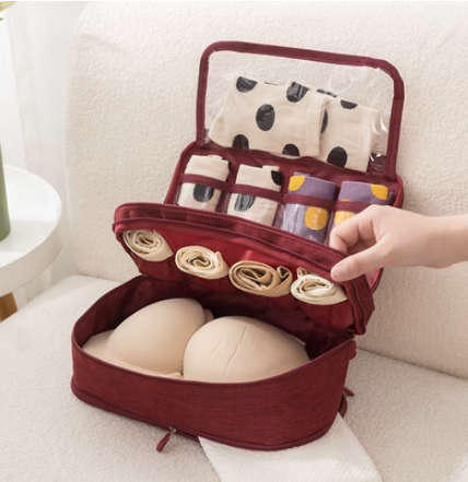 Hot selling underwear and socks three-in-one storage box (burgundy [three layers, three zippers, large capacity])