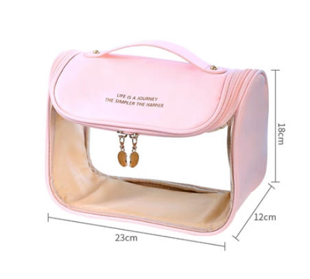 Hot Selling Cosmetic Storage Bag Waterproof Organizing Bag Box (Pink-Hook Bag (Transparent Visible/Waterproof Large Capacity))